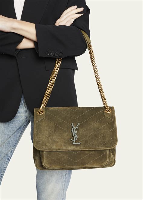 nimans suede ysl bag|Saint Laurent Niki Medium Flap YSL Shoulder Bag in Quilted Suede.